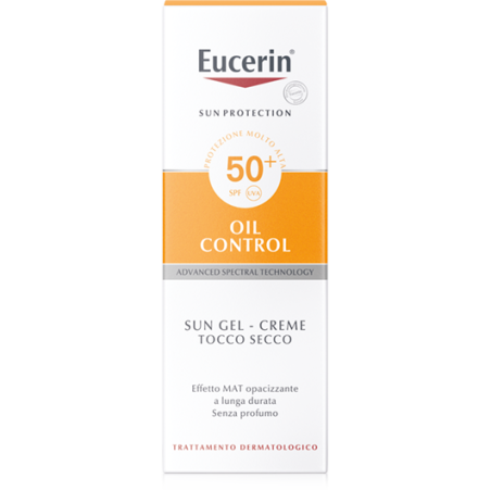 EUCERIN GEL CREMA SPF 50+ OIL CONTROL SUN 50 ML PER PELLE GRASSA A TENDENZA ACNEICA CON EFFETTO ANTI LUCIDO FINO A 8 ORE