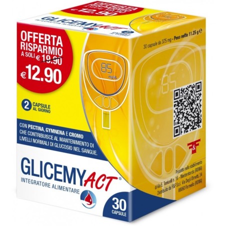 GLICEMY ACT 30 CAPSULE CON GYMNEMA, CROMO, PECTINA CONTRIBUISCE AL MANTENIMENTO DI NORMALI LIVELLI DI GLUCOSIO NEL SANGUE