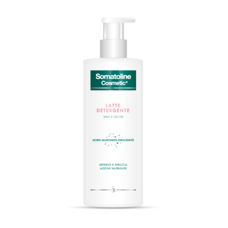 SOMATOLINE LATTE DETERGENTE 400 ML VISO E OCCHI CON ACIDO IALURONICO IDROLIZZATO DETERGE E STRUCCA  AZIONE NUTRIENTE  RIAT