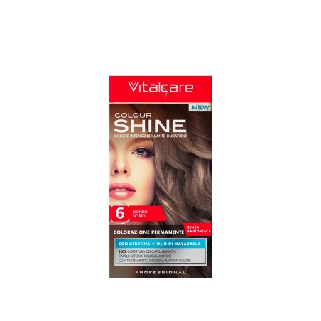 TINTA CAPELLI VITALCARE 6 BIONDO SCURO PROFESSIONAL SENZA AMMONIACA  CON KERATINA + OLIO DI MACADAMIA  100% COPERTURA DEI