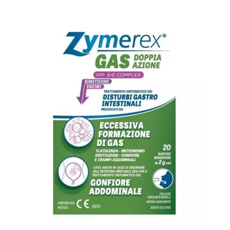 ZYMEREX GAS DOPPIA AZIONE CON SIMETICONE E ENZIMI CON S+E COMPLEX UTILE ANCHE IN CASO DI SINDROME DELL' INTESTINO IRRITABI