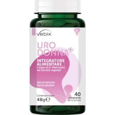 URO DONNA 40 COMPRESSE DRENANTE CON D-MANNOSIO, UVA URSINA, BETULLA, SEMI DI POMPELMO  PER LA FUNZIONALITÀ DELLE VIE URINA