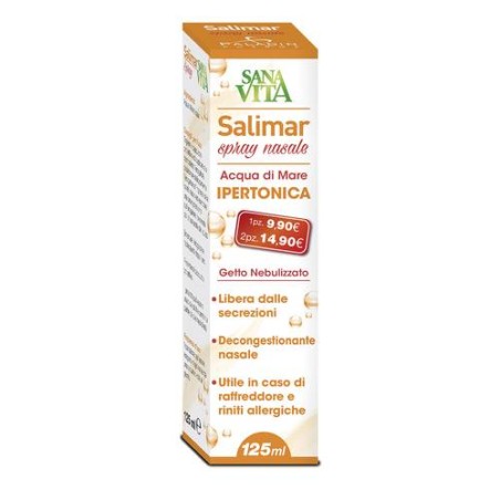 SANAVITA SALIMAR SPRAY NASALE 125 ML ACQUA DI MARE IPERTONICA LIBERA DALLE SECREZIONI, DECONGESTIONANTE NASALE, IN CASO DI