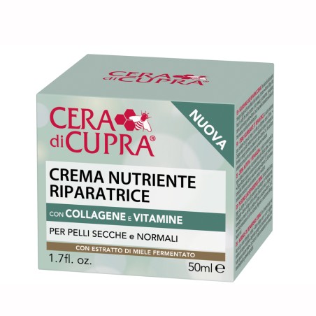 CREMA VISO CON COLLAGENE E VITAMINE NUTRIENTE RIPARATRICE 50 ML PER PELLI SECCHE E NORMALI  CON ESTRATTO DI MIELE E FERMEN