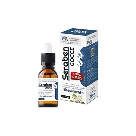 SERABEN GOCCE 20 ML CON BIANCOSPINO, AVENA, ESCOLZIA, LUPPOLO, BIANCOSPINO UTILI PER FAVORIRE IL RILASSAMENTO  PER ANSIA E