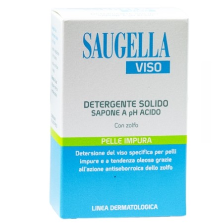 SAUGELLA VISO DETERGENTE SOLIDO SAPONE 100 G CON ZOLFO PER PELLE IMPURA, A TENDENZA OLEOSA, AZIONE ANTISEBORROICA DELLO ZO