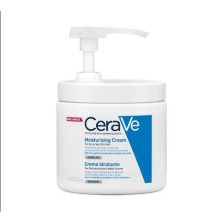 CERAVE CREMA IDRATANTE VISO SECCA E MOLTO SECCA DISPENSER 454 ML  CON 3 CERAMIDI ESSENZIALI, ACIDO IALURONICO, TECNOLOGIA