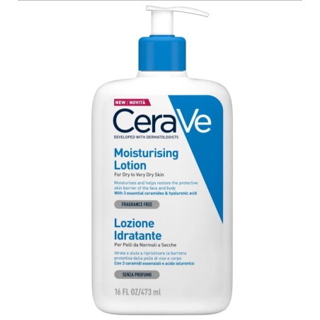CERAVE LOZIONE IDRATANTE 473 ML PER PELLI SECCHE E MOLTO SECCHE  CON ACIDO IALURONICO, 3 CERAMIDI ESSENZIALI GARANTISCE ID