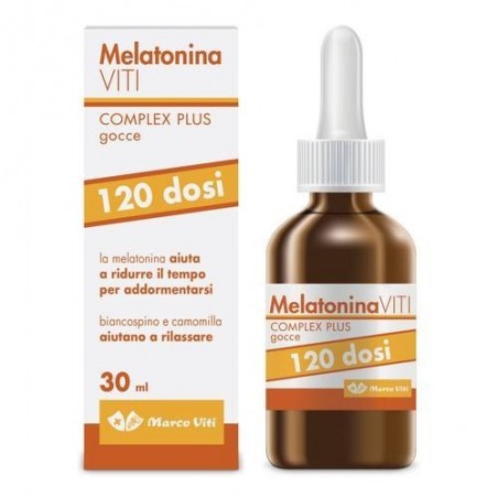 MELATONINA VITI COMPLEX PLUS GOCCE 30 ML CON MELATONINA 1MG, BIANCOSPINO, CAMOMILLA AIUTA A RIDURRE IL TEMPO PER ADDORMENT
