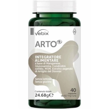 INTEGRATORE ARTO 40 CAPSULE CON MANGANESE, GLUCOSAMINA, CONDROITINSOLFATO, MSM, ESTRATTO VEGETALE DI ARTIGLIO DEL DIAVOLO