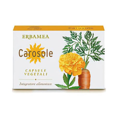 CAROSOLE 24 CAPSULE INTEGRATORE ABBRONZATURA CON BETACAROTENE, ESTRATTI SECCHI DI RADICE DI CAROTA, FIORI DI TAGETE, LUTEI