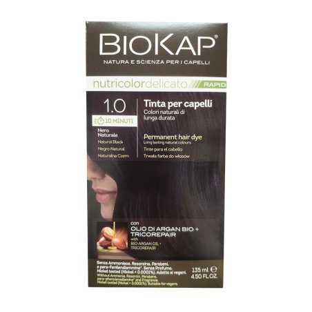 BIOKAP TINTA 1 0 NERO RAPID 10 MINUTI SENZA AMMONIACA, PARA - FENILENDIAMMINA, RESORCINA, PARABENI, NICKEL TESTED  SENZA P