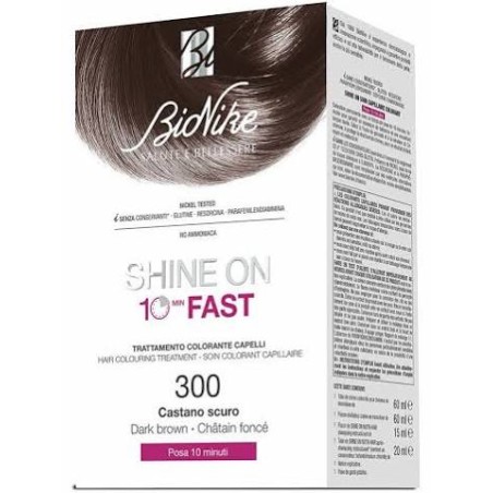BIONIKE TINTA CASTANO SCURO 300 TRATTAMENTO COLORANTE CAPELLI POSA 10 MINUTI FAST  COPERTURA OTTIMALE DEI CAPELLI BIANCHI,
