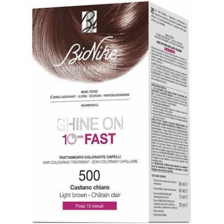 BIONIKE TINTA CASTANO CHIARO 500 TRATTAMENTO COLORANTE CAPELLI POSA 10 MINUTI FAST  COPERTURA OTTIMALE DEI CAPELLI BIANCHI