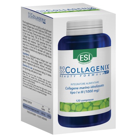 ESI INTEGRATORE BIOCOLLAGENIX 120 COMPRESSE ANTIAGE, ANTIRUGHE CON COLLAGENE MARINO 1000 MG IDROLIZZATO DI TIPO I E III AD ALT