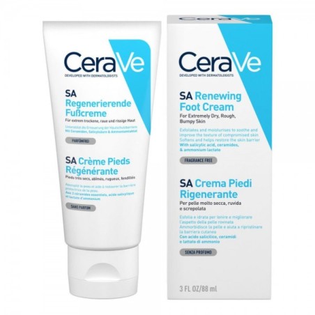 CERAVE CREMA PIEDI RIGENERANTE 88 ML PER PELLE MOLTO SECCA, RUVIDA E SCREPOLATA  ESFOLIA E IDRATA PER LENIRE E MIGLIORARE