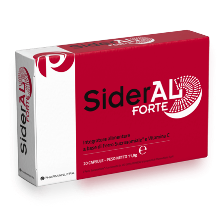 SIDERAL FORTE 20 CAPSULE A BASE DI FERRO SUCROSOMIALE E VITAMINA C FAVORISCE L' ASSORBIMENTO EVITANDO IRRITAZIONE E FASTID