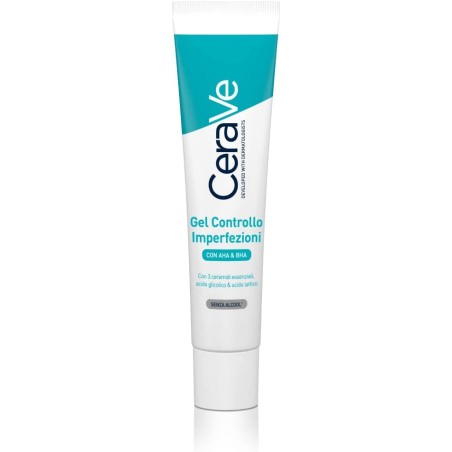 CERAVE ACNE GEL CONTROLLO IMPERFEZIONI SERUM 40 ML CON AHA E BHA  CON 3 CERAMIDI ESSENZIALI, ACIDO GLICOLICO, ACIDO LATTIC