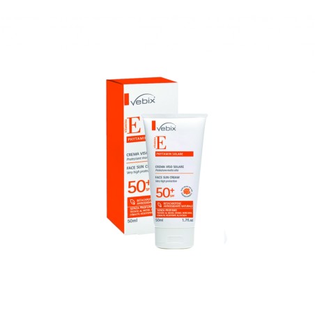 CREMA VISO SOLARE SPF 50 + PER PELLI MOLTO CHIARE E SENSIBILI (NEI, LENTIGGINI)  CON VITAMINA E, OLIO DI MANDORLE, OLIO DI