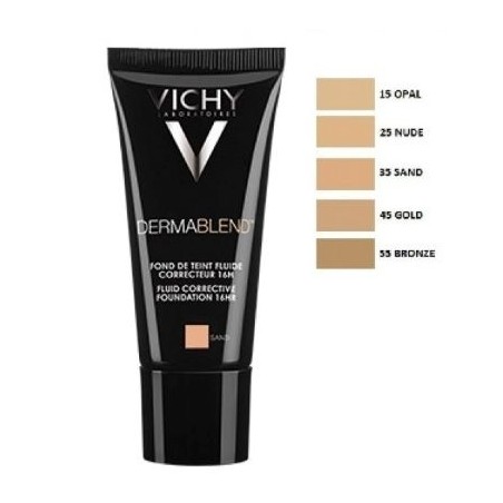 VICHY DERMABLEND FONDOTINTA FLUIDO 30 CORRETTORE COPRE PERFETTAMENTE LE IRREGOLARITÀ PER UN COLORITO LUMINOSO E UNIFORME