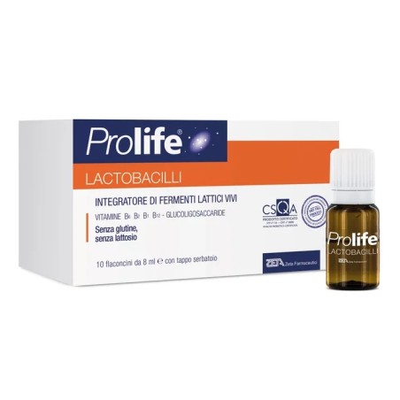 PROLIFE 10 FLACONCINI CON FERMENTI LATTICI VIVI 4,3 MILIARDI DI CELLULE VIVE, PREBIOTICI, VITAMINA B1, VITAMINA B2, VITAMI