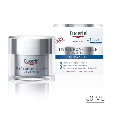 EUCERIN CREMA VISO NOTTE HYALURON FILLER 50 ML + 3X EFFECT RIEMPIE LE RUGHE E AIUTA A PREVENIRE IL FOTOINVECCHIAMENTO  CON