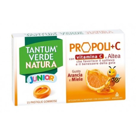 TANTUM VERDE NATURA JUNIOR 15 PASTIGLIE GOMMOSE CON ALTEA E VITAMINA C FAVORISCE SOLLIEVO E IL BENESSERE DELLA GOLA  GUSTO