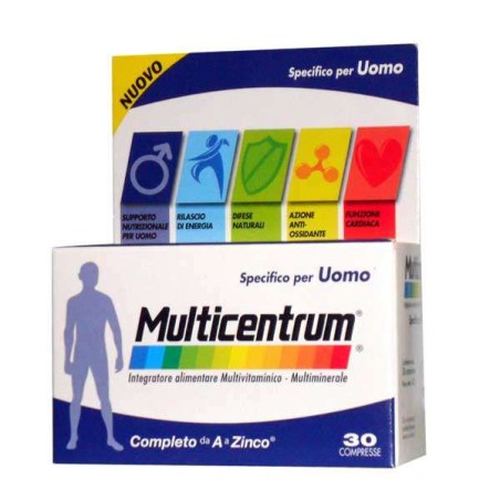 MULTICENTRUM UOMO 30 COMPRESSE MULTIVITAMINICO MULTIMINERALE, CON VITAMINA A, VITAMINA C, VITAMINA E, VITAMINA K, VITAMINA