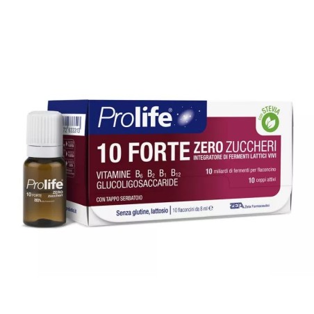 PROLIFE 10 FORTE CON 10 CEPPI ATTIVI 10 MILIARDI DI FERMENTI LATTICI VIVI  CON VITAMINE B6, B2, B1, B12, GLUCOLIGOSACCARID