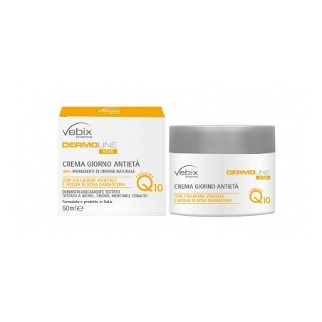 VEBIX CREMA VISO ANTIETÀ GIORNO 50 ML CON COLLAGENE VEGETALE, COENZIMA Q10, ACQUA DI ROSA DAMASCENA  99% INGREDIENTI DI OR