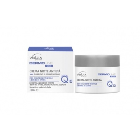 VEBIX CREMA VISO ANTIETÀ NOTTE 50 ML CON COLLAGENE VEGETALE, COENZIMA Q10, BURRO DI KARITÈ  99% INGREDIENTI DI ORIGINE NAT