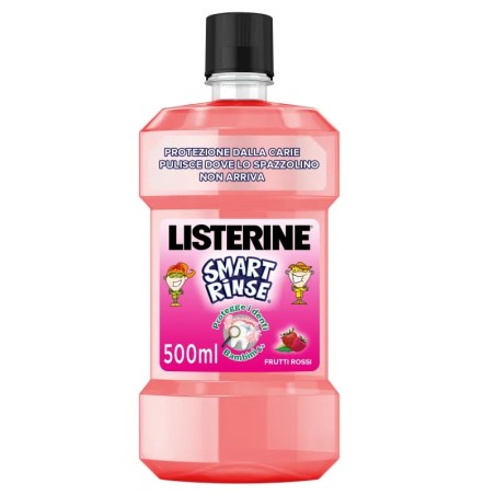 LISTERINE SMART RINSE 6+ COLLUTORIO 500 ML AIUTA A PROTEGGERE I DENTI DEL BAMBINO CONTRO LE CARIE, CONTIENE FLUORURO DI SO