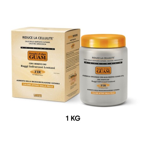 FANGHI D' ALGA GUAM 1 KG RIDUCE LA CELLULITE, CALO DELLE ADIPOSITÀ CUTANEE, CALO DEL GIROCOSCIA  CON I BENEFICI DEI RAGGI
