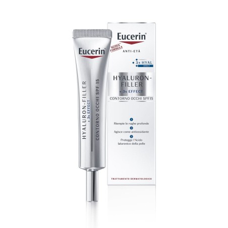 EUCERIN HYALURON FILLER CONTORNO OCCHI 15 ML ANTI - RUGHE SPF 15 CON ACIDO IALURONICO, SAPONINA, ENOXOLONE  RIEMPIE LE RUG