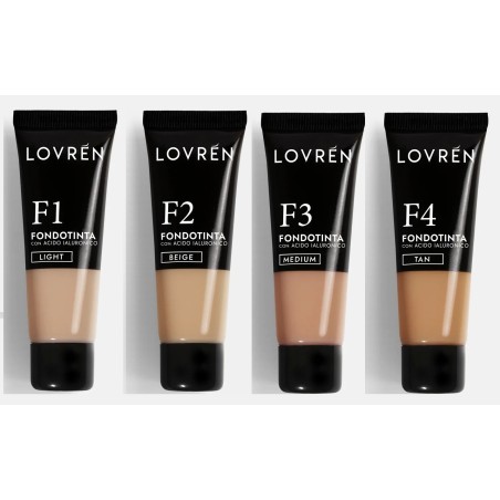LOVREN FONDOTINTA F3 MEDIUM CON ACIDO IALURONICO E POLVERI SFERICHE IDRATANO E MIMETIZZANO IMPERFEZIONI, OCCHIAIE, STANCHE