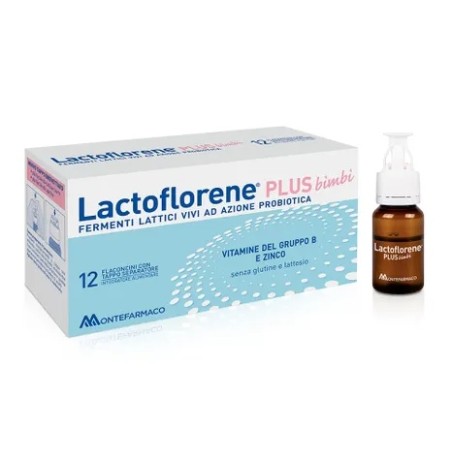 LACTOFLORENE BIMBI PLUS 12 FLACONCINI FERMENTI LATTICI VIVI AD AZIONE PROBIOTICA CON VITAMINE DEL GRUPPO B E ZINCO  SENZA