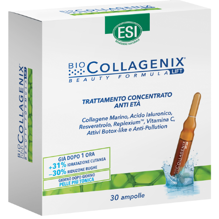 BIOCOLLAGENIX 30 AMPOLLE TRATTAMENTO CONCENTRATO LIFTANTE - RIMPOLPANTE VISO ANTI ETÀ CON ACIDO IALURONICO, COLLAGENE MARI