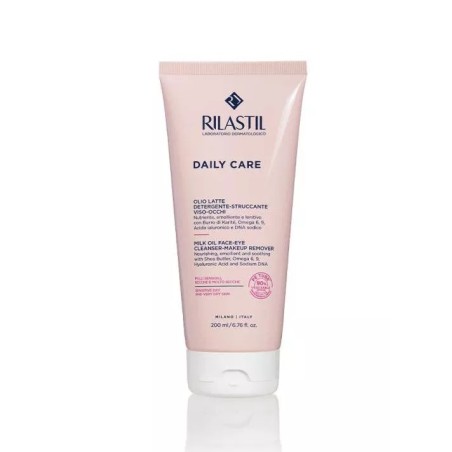 RILASTIL OLIO LATTE DETERGENTE STRUCCANTE VISO - OCCHI 200 ML NUTRIENTE, EMOLLIENTE, LENITIVO CON OMEGA 6, OMEGA 9, BURRO