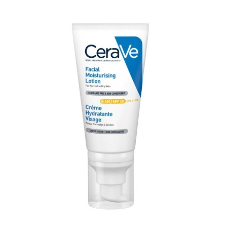 CERAVE CREMA VISO IDRATANTE SPF 50 CON 3 CERAMIDI ESSENZIALI, NIACINAMIDE, VITAMINA E  PROTEZIONE QUOTIDIANA LEGGERA, SI A
