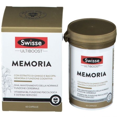 SWISSE MEMORIA CON ESTRATTO DI GINGKO E BACOPA: MEMORIA E FUNZIONE COGNITIVA  DHA MANTENIMENTO DELLA NORMALE FUNZIONE CERE
