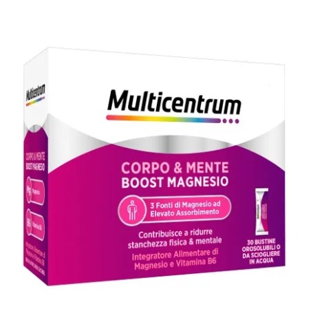 Multicentrum Integratore Alimentare Magnesio Vitamina B6 per Supporto Organismo 30 Bustine