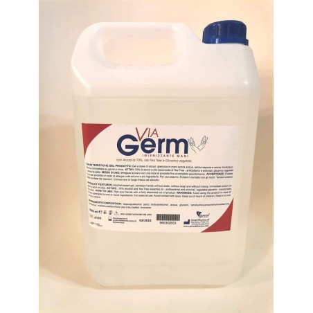 5 LITRI GEL IGIENIZZANTE MANI CON 70 % ALCOOL-GLICERINA-TEA TREE OIL