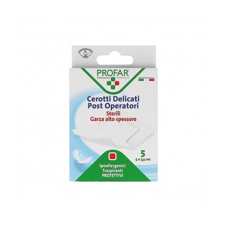 Profar Cerotto Post Operatorio Sterile Con Garza Antiaderente 5X7,5 Cm - 5 Pezzi