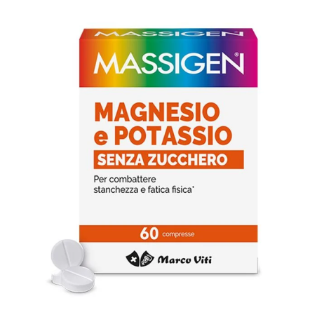 MASSIGEN MAGNESIO E POTASSIO SENZA ZUCCHERO 60 COMPRESSE - MARCO VITI FARMACEUTICI SPA