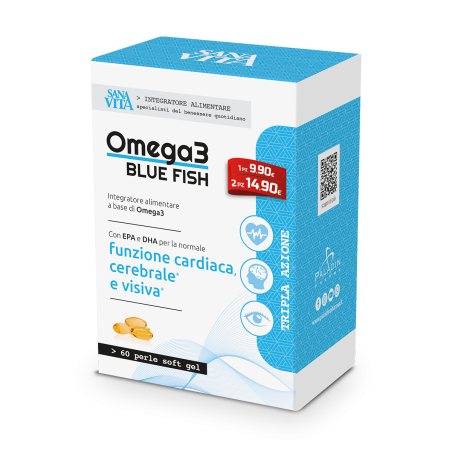 Sanavita Omega 3 Bluefish per la funzionalità cardiaca e cerebrale 60 perle