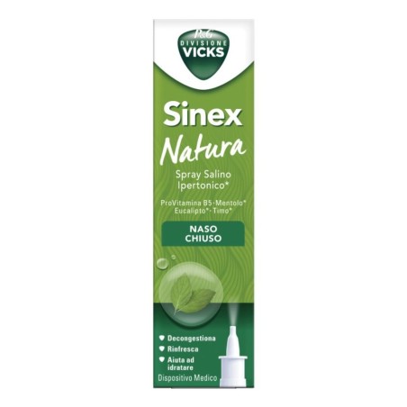 Vicks Sinex Natura Spray Salino Ipertonico Trattamento Naso Chiuso 20ml