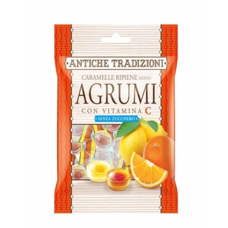 CARAMELLE RIPIENE GUSTO AGRUMI CON VITAMINA C  SENZA ZUCCHERO