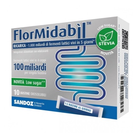 FLORMIDABIL RICARICA 10 BUSTINE OROSOLUBILI - 100 MILIARDI FERMENTI LATTICI PER SINGOLABUSTINA