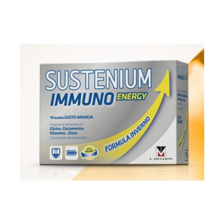 INTEGRATORE IMMUNO FORMULA INVERNO PER IL SISTEMA IMMUNITARIO CON GLICINA, ZINCO, VITAMINE, GLUTAMMINA GUSTO AGRUMI 14 BUS