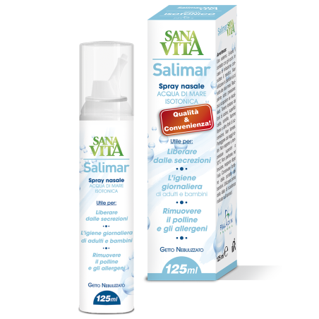 SPAY NASALE 125 ML ACQUA DI MARE ISOTONICA PER LIBERARE DALLE SECREZIONI, RIMUOVERE POLLINI E ALLERGENI  PER BAMBINI E ADU